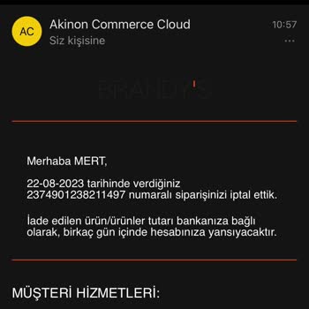 Brandy's Stok Hatası, Ürün İptali.