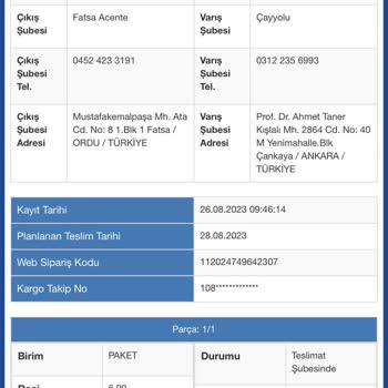 Sürat Kargo'nun Ürünümü Zamanında Getirmeyip Şubesinde Bekletmesi