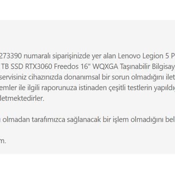 Hepsiburada Laptopun Değişimini İstememektedir