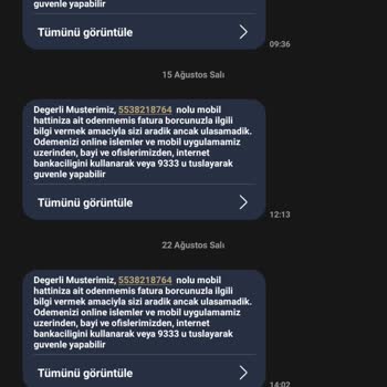 Türk Telekom Kendime Ait Olmayan Numara İçin Borç Bilgisi Arama Ve Mesajları