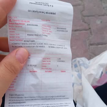 CK Boğaziçi Elektrik Faturası Gecikme Kağıdı