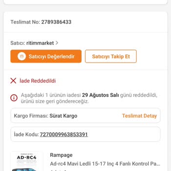 Ritim Tekno Market Plastik Ambalaj Yüzünden İade Kabul Edilmemesi!