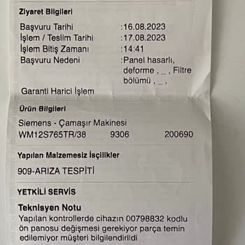 Siemens Ev Aletleri Bsh Grubu Yedek Parça Temin Edemiyor.
