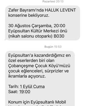 EyüpSultan Belediyesi Eyüp Belediyesinden Devamlı SMS Gelmesi