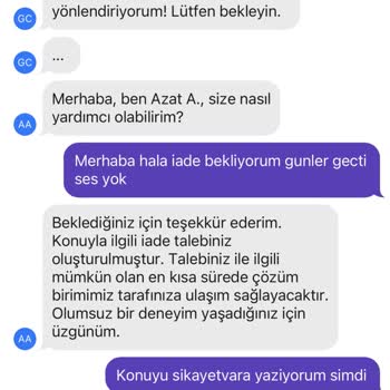 Getir Paramı İade Etmiyor.