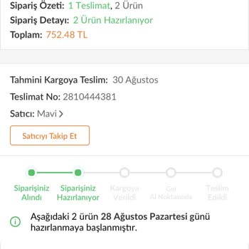 Trendyol Mavi Siparişimin Kargolanmaması