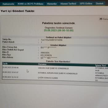 UPS Türkiye Teslimat Sorunu