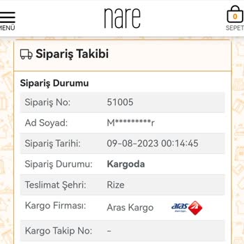 Nare Giyim Siparişler 20 Günü Geçti Kargoya Verilmedi.