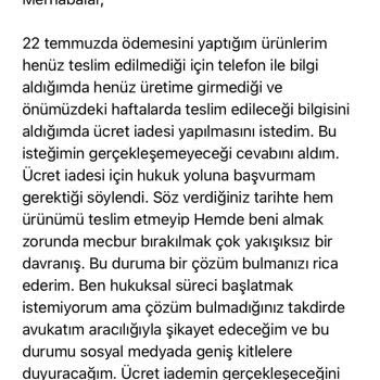 Gündoğdu Mobilya Zamanında Teslim Edilmeyen Ürünün, Para İadesi Olmayacağı Yönünde