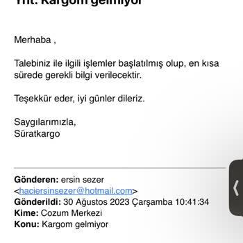 Sürat Kargo'dan Kargom Gelmiyor