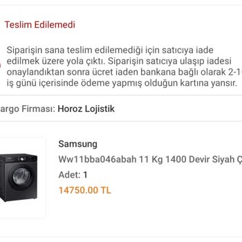 Çamaşır Makinesi Aldım Trendyol Geri İade Etmiş