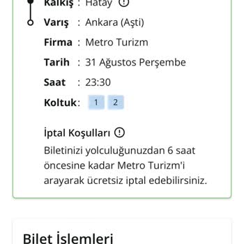 Metro Turizm Metro Sefer İptali