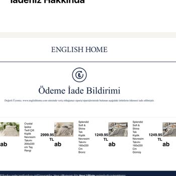 English Home Onaylanan Siparişin Sebepsiz İptali