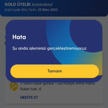Turkcell Gold Üyelik 5gb Hediyemi Vermiyor