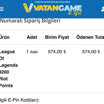 Vatangame.com RP Bedeli Yanıltması