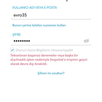 Snapchat Geçici Olarak Devre Dışı Bırakılma