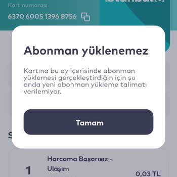 İstanbulkart Öğrenci Abonman Bakiye Yetersiz Hatası