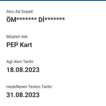 AGT Kurye (aynigunteslim.com) Pep Kartım Adrese Teslim Ulaşmadı