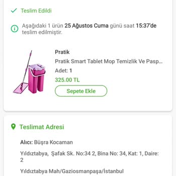 Tablet Mop Trendyol Hızlı Marketten Alışveriş Sorunu
