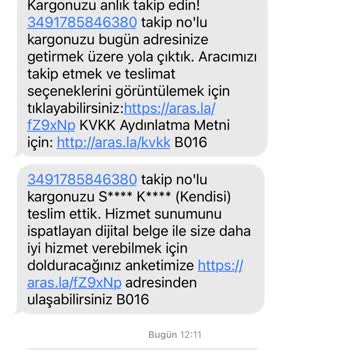Aras Kargomu Teslim Etmeden Ettik Mesajı Atıyor