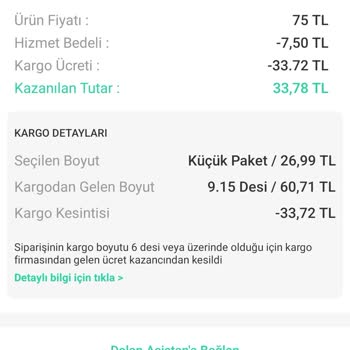 Dolap Ek Kargo Ücreti Kesintileri