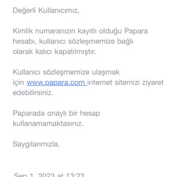 Papara Hesabımı Kalıcı Olarak Bloke Etti