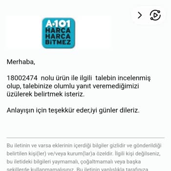 A101 İlgisizlik İade Yapılmaması