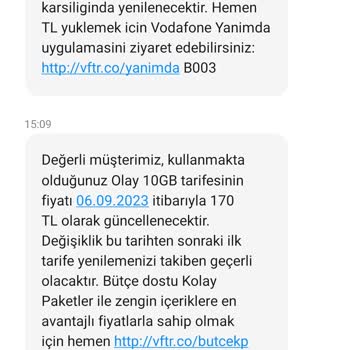 Vodafone Mevcut Paket Zam Artışı
