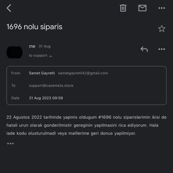 Casemeta Defolu Ürün Ve İletişimsizlik