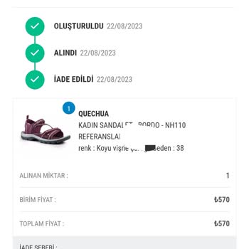 Decathlon Para İadesi Yapıldı Gözüküyor Fakat Yapılmadı