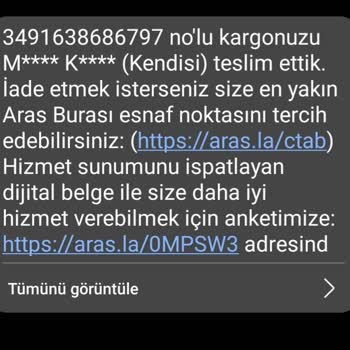 Aras Kargo Ürün Elime Ulaşmadı