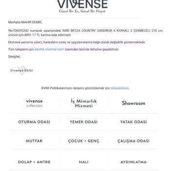 Vivense'den İptal Edilen Ürünlerin Para İadesini Gerçekleşmemesi