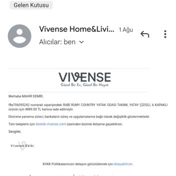 Vivense'den İptal Edilen Ürünlerin Para İadesini Gerçekleşmemesi