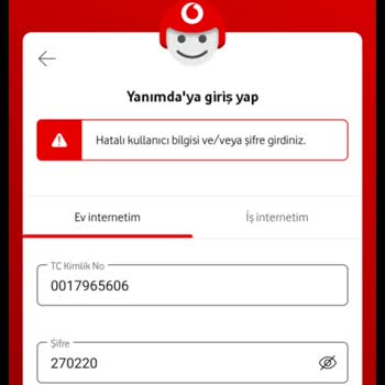 Vodafone Net Vodafone Yanımda Uygulamasına Şifrem İle Giriş Yapamıyorum.