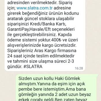 Slatra İade Ürünün Parası Kesildi