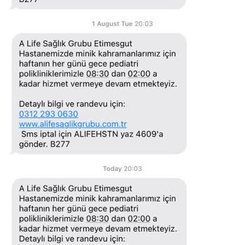 A Life Hospital SMS İptali Çalışmıyor, KVKK'ya Aykırı Bilgilerimi Kullanıyorlar