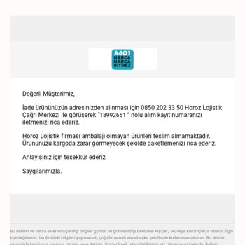 A101 Ve Horoz Lojistik Tam 5 Aydır İademi Almıyor