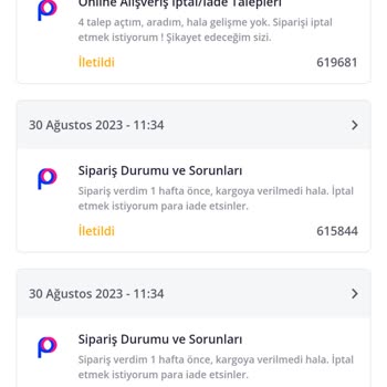 Pazarama Para İade, Sipariş İptal.