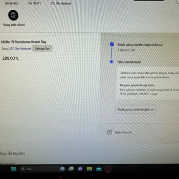 Hepsiburada Alışveriş Sitesi Eksik Ürün