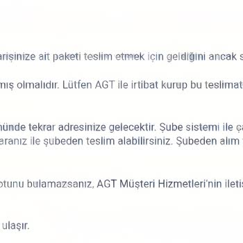 AGT Kurye (aynigunteslim.com) Aynı Gün Teslimat Yapamama