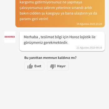 Horoz Lojistik Kargonun Son Teslim Tarihinin Geçmesi (1,5 Ay Oldu) Kimse İlgilenmiyor