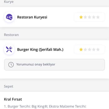 Burger King Teslim Edilmeyen Sipariş