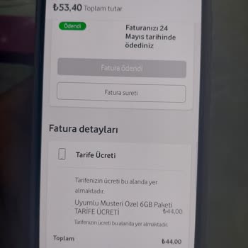 Vodafone Taahhüt Olduğu Halde Fazla Ücret Faturası Çıkarıyor.
