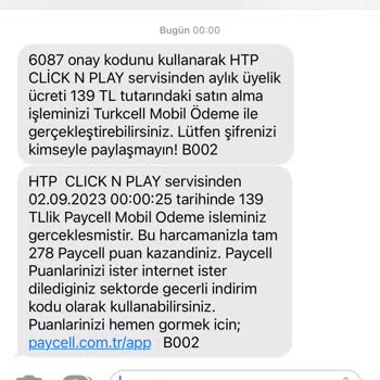 Paycell Telefonuma Bilgim Harici Fatura Yansıması
