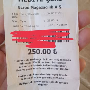 Ecrou Tarih Belirtilmeyen Hediye Çekinin İptal Edilmesi