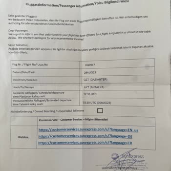 Sunexpress'in Uçak Rötarı