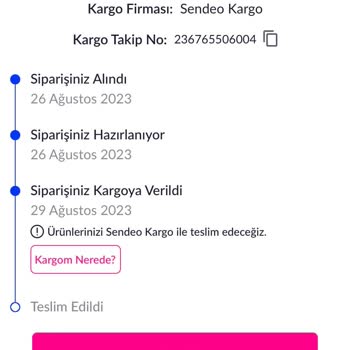 Sendeo Kargo Siparişimi Ulaştırmadı