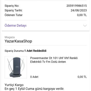 N11 Siparişim İptal Edildi