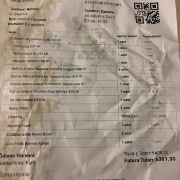 A101 Alışverişte Eksik Ürün Gönderdiler