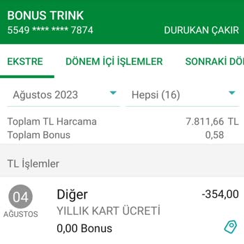 Garanti BBVA Bonus Kartı Yıllık Üyelik Ücreti İptali